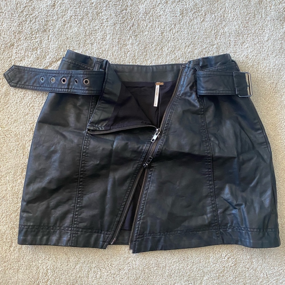 Free People Vegan Leather Mini Skirt